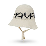 VA Digital Logo Cozy Knit Bonnet Hat / Cream&Black
