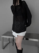 リネンシースルー長袖Tシャツ (2color)