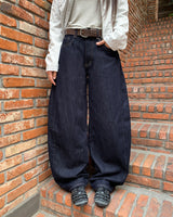 [MADE] Rude Saint-Jean denim stitch balloon-fit wide long pants