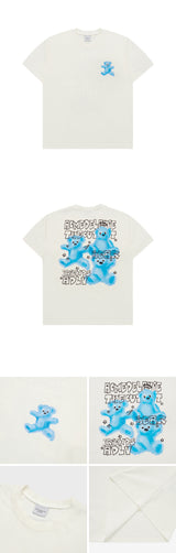 [24SS] クレヨンスリーベアアートワーク半袖Tシャツ　クリーム