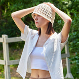 VZ Long Label Punching Knit Bucket Hat / Ivory