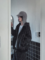 Dets two way velvet hoodie zip-up
