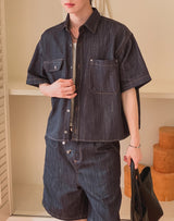 Bion Stitch Half Denim Shirt