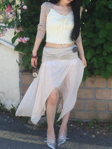 Angel Drape Unbal Long Skirt