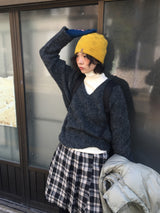[MD Pick]Wool-Touch Brush V-Neck Knit (4 Colors)