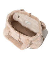 Clover Heart Fluffy Medium Tote Bag Beige