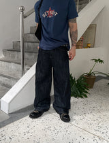 No.1737 lettering selvedge denim PT