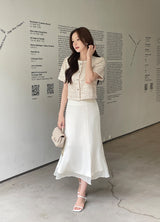 Vezn Color Matching Tweed Short Sleeve Jacket