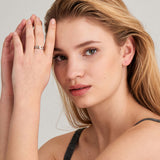 Bold Curve 925 Silver + rodium plating Adjustable Size Ring R021-01H
