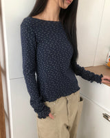 Sidu フローラルウェーブロングスリーブTシャツ