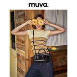 muva. Flip‑Over Bag, Elegant Outdoor Mini Tote, Oil‑Wax Genuine‑Leather Niche Retro Fashion Purse for Women, New Arrival Jul 10