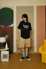 Triple Dream Star Patch Beige Cotton Shorts [For men]