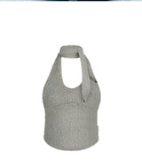 Muffler Knit Halter Top / Grey