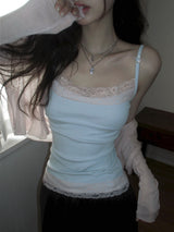 [MADE] Heart-Drop Lace & Cubic Heart Camisole