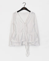 chalu frill layered button strap cardigan