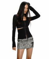 76 CRACKED TEXTURE MINI SKIRT BLACK