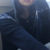 Kotok Snowflake Winter Nordic Wool Knit Cardigan
