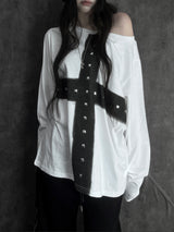 cross stud loose fit long sleeve (2color)