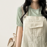 Monthly pocket suspender dress