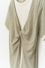 (W) Tie Linen Layered Top