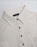 Open polo long sleeve cream