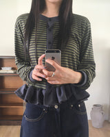 Peg Stripe Color Frill Cardigan