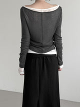レンヌシースルーボートネック長袖Tシャツ