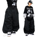 wide-parasuit buckle pants
