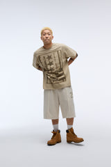 Weekend warrior typography printing washing short pants (Oatmeal)