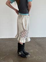 silky frill bermuda pants