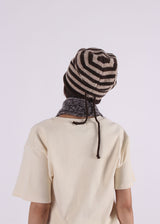 STRIPE SHIRRING LOOSE BEANIE