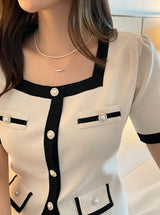 Eloa Square Color Matching Button Cardigan