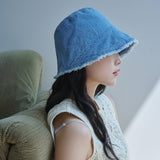 フレイドヘム ムーンバケットハット(Light Blue Denim)