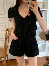 [MADE] Shimiz Dotted Puff Blouse