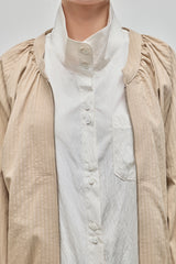 Shirring Zip-up Blouse Jumper_Beige