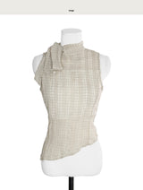 [ sheer 20 ] soy wrinkle & tie tank bl