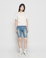 26SS WOMAN バイカーデニムショートパンツ