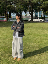 Basic Washed Black Denim Jacket