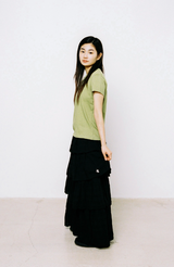 Twister Star Check Tiered Skirt - Black 
