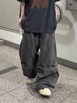 ウォッシュド フラップ ワイド パンツ