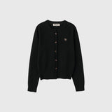 WOMAN ロゴ入りラウンドネック長袖カーディガン [BLACK]