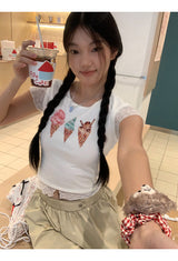 アイスクリームレースレイヤード半袖Tシャツ