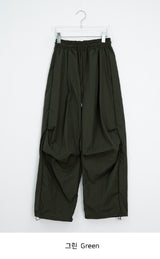 [unisex] Hippie Pintuck String Parachute Wide Banding Pants