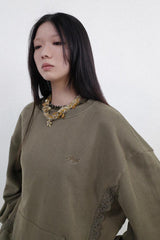 The lace little flowers on the patchwork hoodie have been conquered.