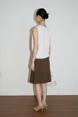 Button String Midi Skirt (Brown)