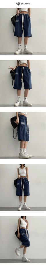 [L~3XL] パッドエンブロイダリーバンドショーツ