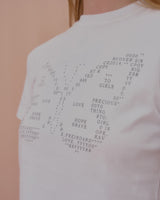 テキストバタフライクロップTシャツ-WHITE