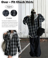 Tiki Layered Hooded Checkered Shirt (2 colors)