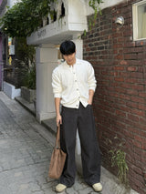 Angora semi-cropped collar cardigan