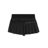 Rose Detail Dot Pleated Skirt 232514109